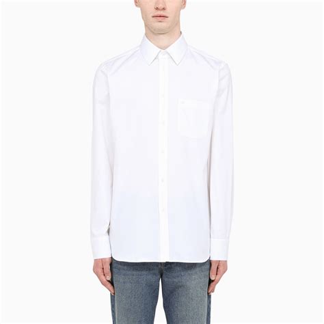 camicia gucci bianco|GUCCI Camicia bianca in cotone con logo .